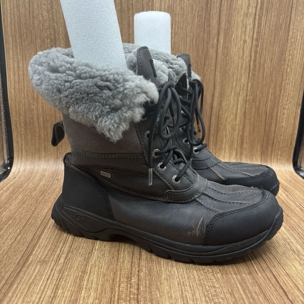 UGG Men Size‎ 8 Gray  Waterproof Fur Vibram Leather Snow Gore-Tex Boots READ